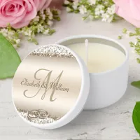 Elegant Champagne Monogram Wedding Mini Candle Favors