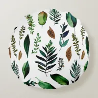 Green Foliage Botanical Nature Lovers  Round Pillow