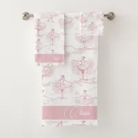 Ballerina Moves Pattern Pink ID738 Bath Towel Set