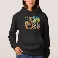 Beautiful Retro Lady at the Beach with Cocktail Hoodie