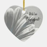 Light Blue Floral Highlights Engagement Ceramic Ornament