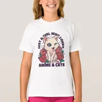 Just A Girl Who Loves Anime and Cats  T-Shirt