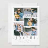 Mod 5 photos Collage Simple Minimal Custom Photo Holiday Card