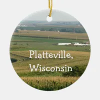 Personalized Platteville  Wisconsin Cheese Head Ceramic Ornament