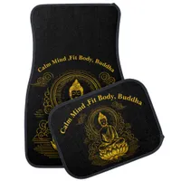 Gold Buddha Sitting in Lotus Pose Car Floor Mat