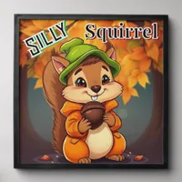 Silly Squirrel  | Cute Cartoon Kid's Nursery Art Peel And Stick Photo Tile