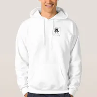 White Mens Hoodie + Your Black Business Logo