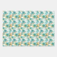 Teal Yellow Alcohol Ink Illustration Small Print Wrapping Paper Sheets