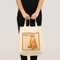 Orange Ginger Tabby Tiger Cat Personalized Grocery Tote Bag