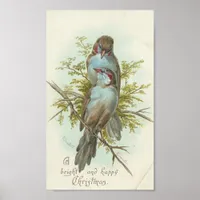 Vintage Christmas Birds Poster