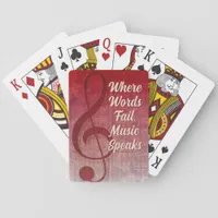 Pink Red Vintage Grunge Clef Symbol Music Sheet Poker Cards