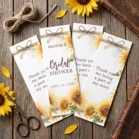 Rustic Watercolor Sunflower Twine Bridal Shower  Bookmarks