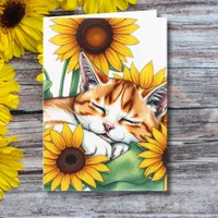 Thinking of You | Napping Cat and Sunflower Card