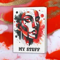 Red, black and white Abstract Face | Pocket Folder