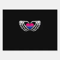 Bisexual Pride Skeleton Halloween Bi Goth Heart Cl Sign
