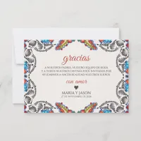 Fiesta Colorful Flowers Botanical Spanish Wedding Thank You Card