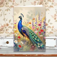 A Pretty Colorful Peacock Birthday Card