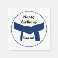 Martial Arts Dark Blue Belt Birthday Paper Napkins