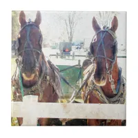 A Two Horse Team Tile