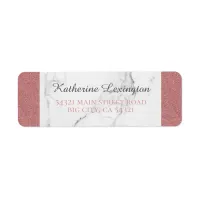 Elegant Girly Marble Blush Pink Glitter Label