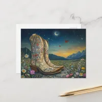 Cowboy Boots in the Meadow Postcard