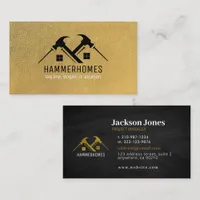 Gold Leather and Black Wood Luxury Home Renovation Business Card