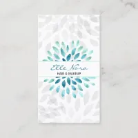 watercolor aqua floral Makeup artist Business Card