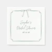 Elegant Sage Simple Classic Bow Bridal Shower Napkins