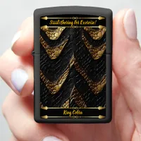 Serpent skin: intricate black and gold zippo lighter