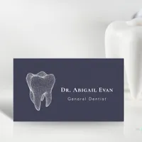 Modern 3D Tooth Professional Navy Blue Dentist Business Card