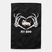 My Boo Chihuahua Costume With Skeleton Heart Hands Garden Flag