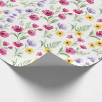 Pretty Yellow, Purple, Pink Floral Watercolor Wrapping Paper