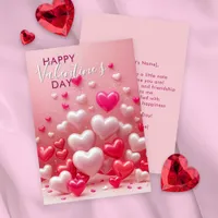 Glossy Pink and Red Heart Balloons Valentine's Day Card