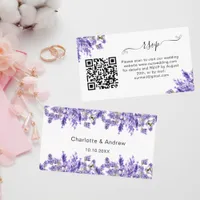 Lavender wedding response website QR code RSVP Enclosure Card