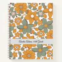 Greenery Retro Floral School Customizable Notebook