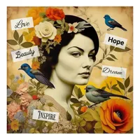 Hope, Love, Beauty, Dream Vintage Lady Acrylic Print