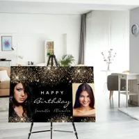 Birthday black photo gold glitter friends twins  foam board