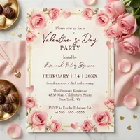 Elegant Pink Watercolor Valentine's Day Party Invitation
