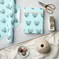 Charming heart pattern in mint green  wrapping paper