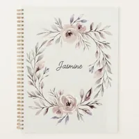 Watercolor Floral Wreath Custom Name Planner