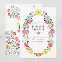 Colorful Watercolor Floral Fiesta Bridal Shower Invitation
