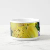 Yellow Daylilies & Purple Lilac Flowers Bowl