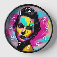 Colorful Graffiti Art | Beautiful Fierce Woman Clock
