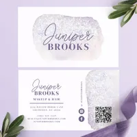 Lavender and Lilac Glitter Social Media QR Code Business Card