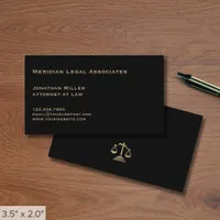 Professional Black and Gold Legal Business Card