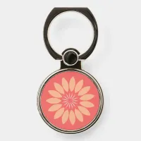 Stylized Peach Flower on Coral Phone Ring Stand