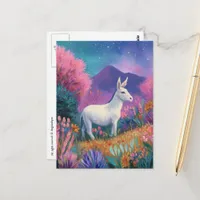 Cute White Donkey in Mountains Postcard