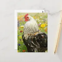 Rooster in a Flower Meadow Postcard