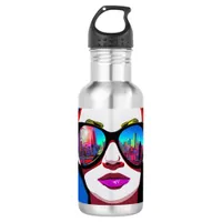 City Reflection in Sunglasses Woman Stainless Steel Water Bottle