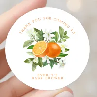 Orange Citrus Little Cutie Baby Shower Thank You Classic Round Sticker